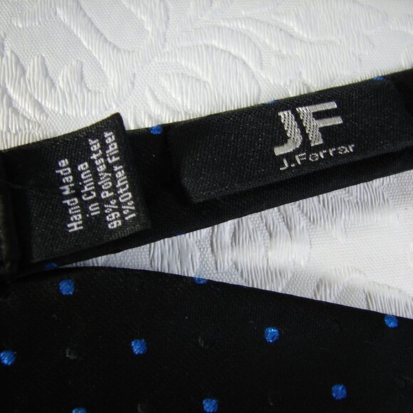 J. Ferrar Adjustable BOWTIE Bow Tie, Black & Blue Polka Dots on Black NWOT - Picture 5 of 8